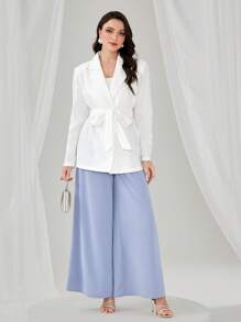 Modelyn Lapel Neck Single Button Blazer In Fall/Winter - White - View 7