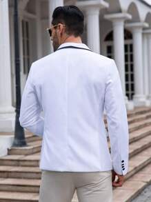 Manfinity Mode Men 1pc Contrast Panel 2 In 1 Blazer - White - View 2