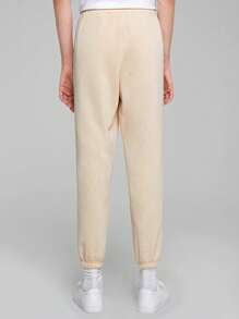 GAWX Men Letter Graphic Slant Pocket Sweatpants - Apricot - View 3