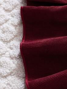 SHEIN Cô Gái Trẻ Áo phông trơn & Nút phía trước Thắt lưng Cord Đầm Tổng thể - Màu Đỏ Sâu - Xem 7