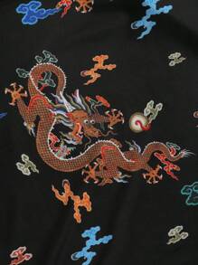 EastFlair Chinese Dragon Graphic Split Thigh Halter Dress - Multicolor - View 4