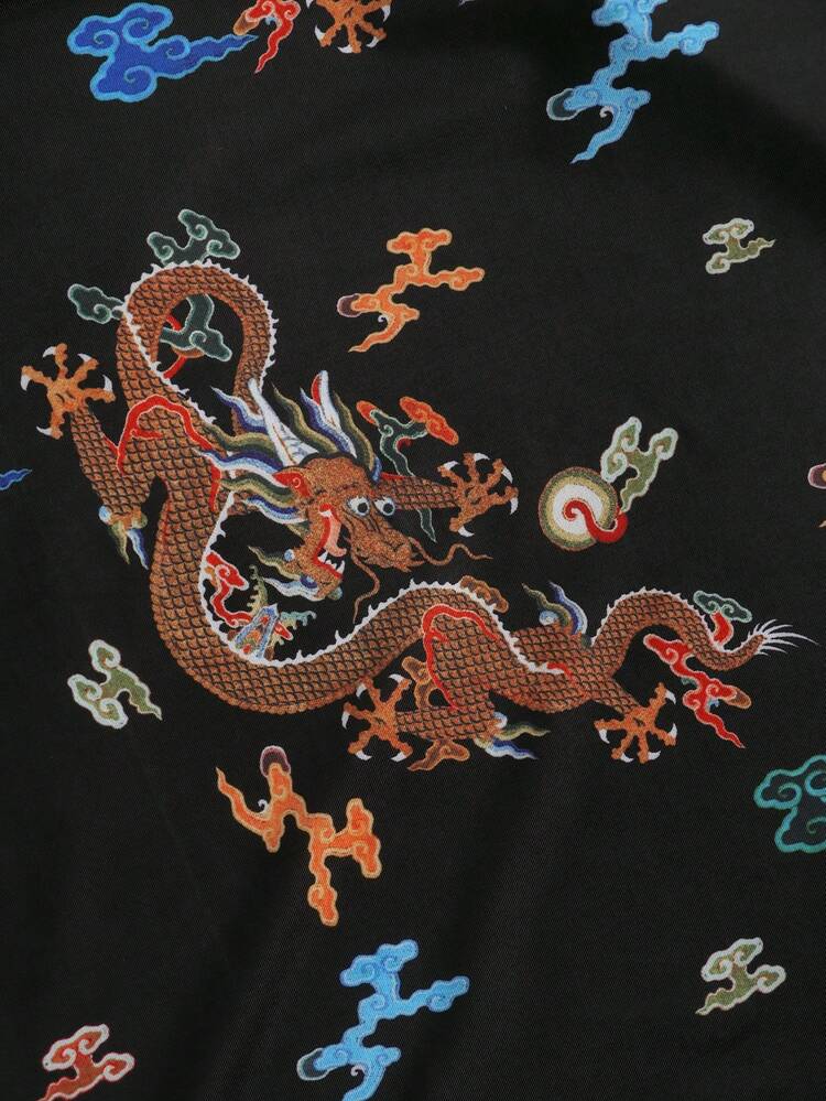 EastFlair Đồ họa rồng Trung Quốc Tách đùi Váy dây - Nhiều màu - Xem 4