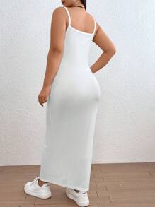 SHEIN EZwear Plus Solid Cami Dress - White - View 2