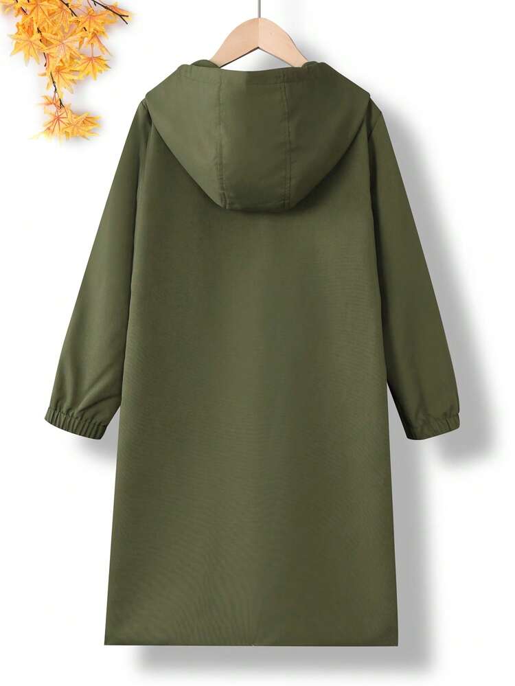 Tween Boy 1pc Flap Pocket Hooded Coat