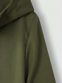SHEIN Tween Boy 1pc Flap Pocket Hooded Coat - Army Green - View 5