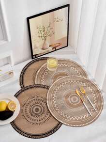 4入組曼陀羅圖案餐墊 - 彩色 - 查看 1