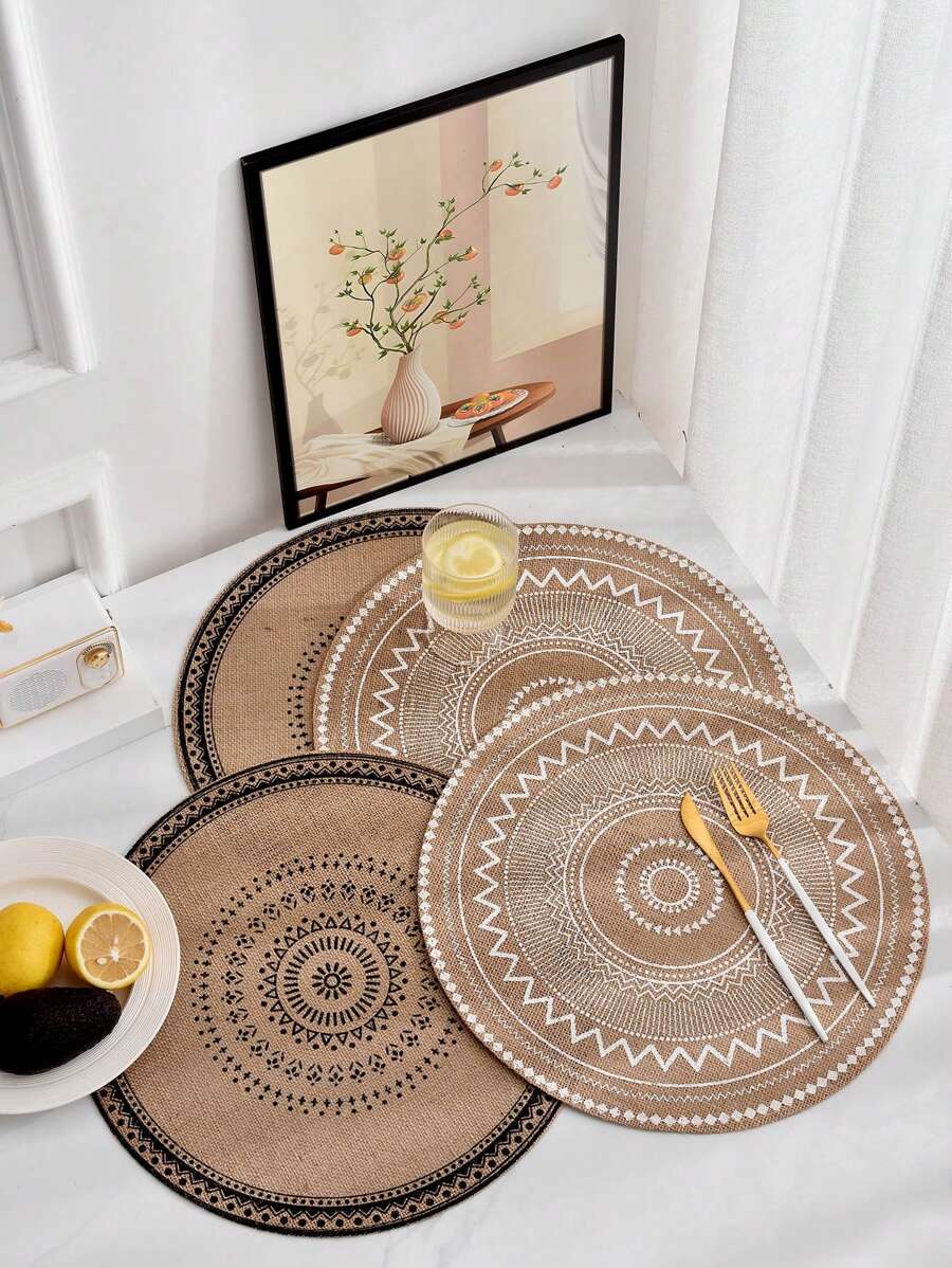 4入組曼陀羅圖案餐墊 - 彩色 - 查看 1