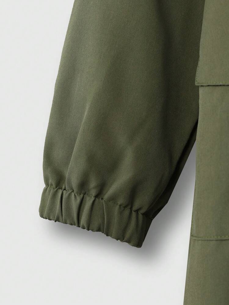 Tween Boy 1pc Flap Pocket Hooded Coat