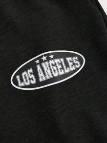 SHEIN ICON Letter Graphic Drawstring Hem Sweatpants - Black - View 4