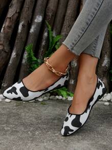 Women's Flat Shoes Cow Pattern Pointed Toe Ballet Flats - Multicolor - View 1