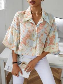 Aveloria Modichic Allover Floral Print Puff Sleeve Shirt  - Multicolor - View 5