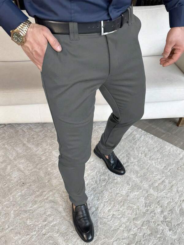 Manfinity Mode Männer Anzughose mit schrägen Taschen, ohne Gürtel