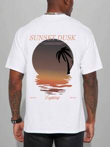 Manfinity RSRT 男士椰子樹和字母圖案T恤 - 白色 - 查看 1