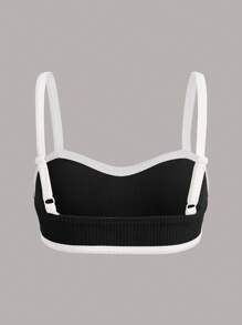 SHEIN ICON Áo ba lỗ mùa hè có viền tương phản - màu đen - Xem 2