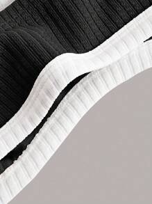 SHEIN ICON Áo ba lỗ mùa hè có viền tương phản - màu đen - Xem 4