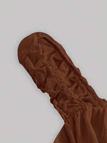 SHEIN MOD Talla grande Vestido de tirantes pecho con fruncido con cordón delantero - Marrón Chocolate - Ver 4