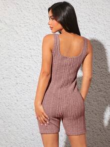 SHEIN Thai sản Đồ đan Ribbed Quần áo nịt Romper - Bụi hồng - Xem 2
