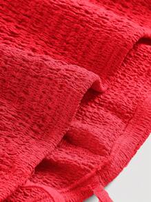SHEIN MOD Tie Shoulder Two Layer Hem Cami Dress - Red - View 3