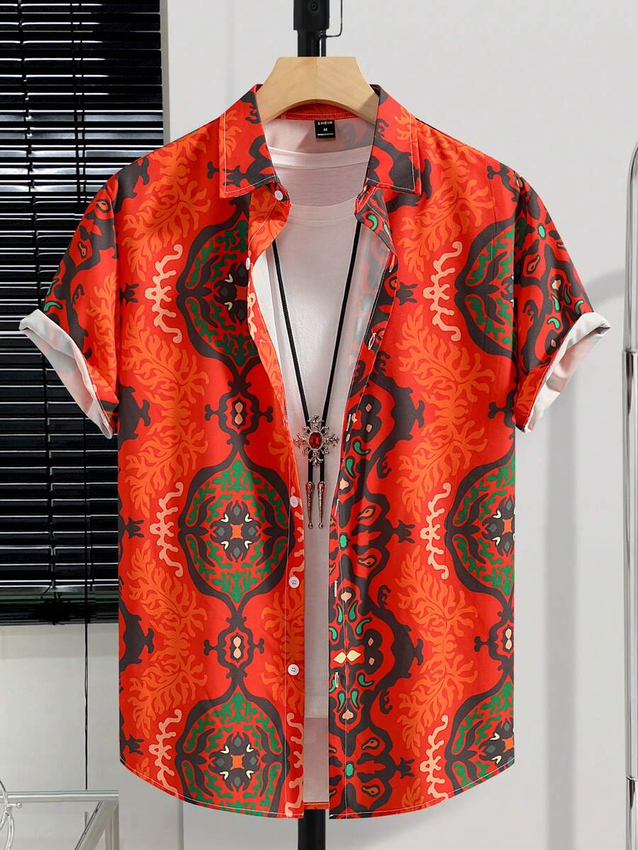 Manfinity RSRT 男士曼陀羅印花襯衫不帶T恤 - 彩色 - 查看 1