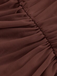 SHEIN MOD Top de hombros descubiertos fruncido de malla