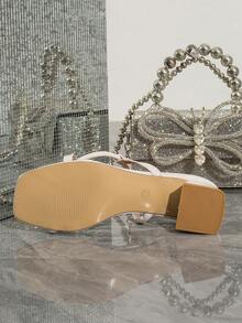 Fashionable High Heel Women's Sandals With Chunky Heels, Roman Style - White - View 4