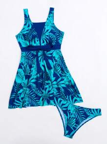 热带印花比基尼套装，适合夏季海滩度假 - 藍色 - 查看 7