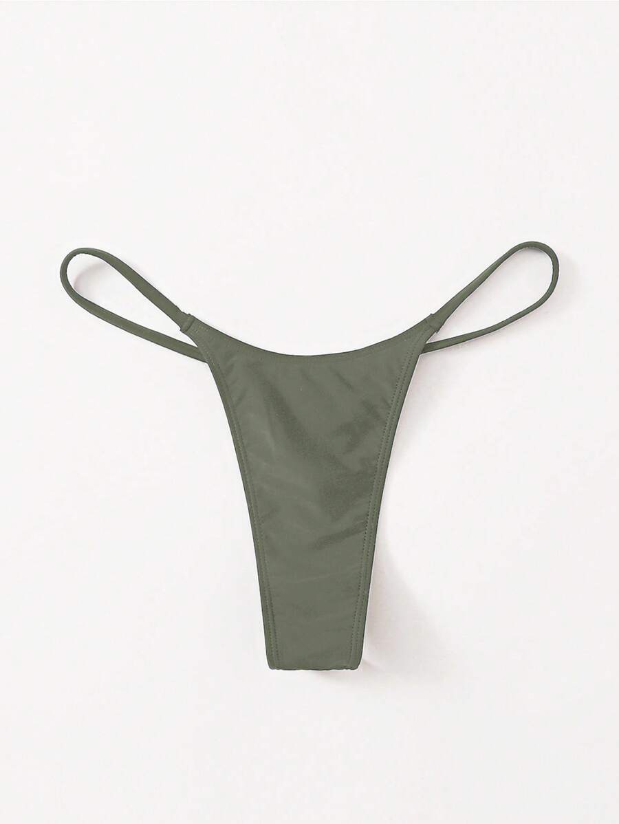 Swim Basics 素色丁字褲泳衣下裝 - 軍綠色 - 查看 1