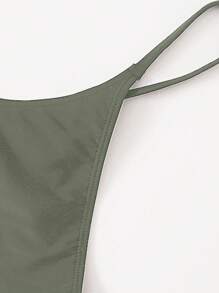 Swim Basics 素色丁字褲泳衣下裝 - 軍綠色 - 查看 3