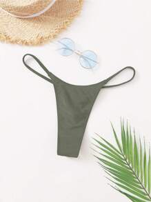 Swim Basics 素色丁字褲泳衣下裝 - 軍綠色 - 查看 4