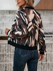 SHEIN LUNE In Toàn bộ Dây kéo Áo khoác bomber - Nhiều màu - Xem 2
