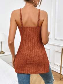 SHEIN Essnce Solid Split Hem Cami Top - Burnt Orange - View 2