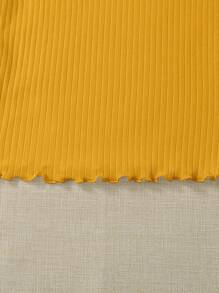 SHEIN Essnce Plus Lettuce Trim Ribbed Knit Tee