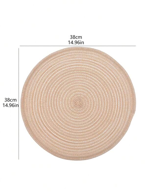 SHEIN Basic living 4pcs Round Woven Placemat, Boho Braided Design Table