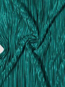 Solid Lettuce Trim Plisse Dress - Dark Green - View 5