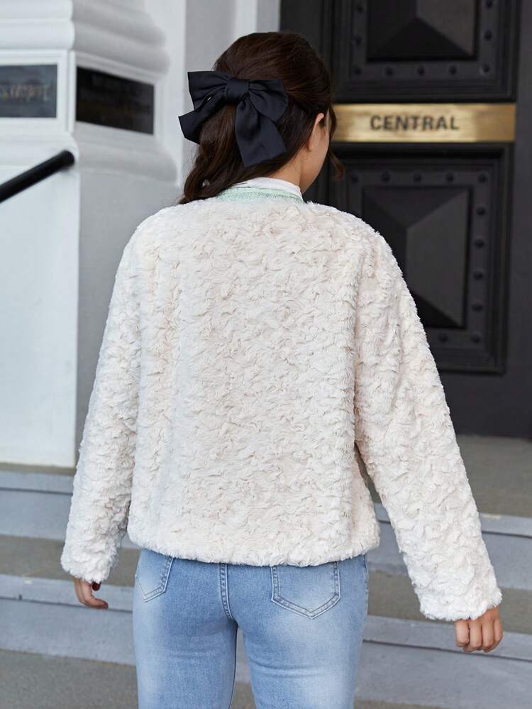 Teen Girl Flap Pocket Button Front Coat