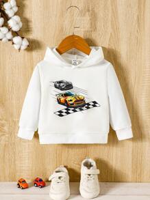 女婴汽车印花卫衣 - 白色 - 查看 1