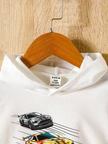 女婴汽车印花卫衣 - 白色 - 查看 4