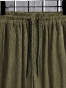 Manfinity Hypemode Men Slant Pocket Wide Leg Trousers - Army Green - View 5