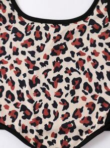 Teen Girl 3pcs Leopard Print Contrast Binding Tank Top - Multicolor - View 3