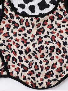 Teen Girl 3pcs Leopard Print Contrast Binding Tank Top - Multicolor - View 5