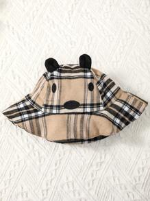 Baby Boy Plaid Print Sweatshirt & Hat - Black - View 4