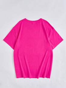 Thiếu niên cô gái mặt trời & Đồ họa Chữ cái Áo thun - Màu Hồng Tươi - Xem 2