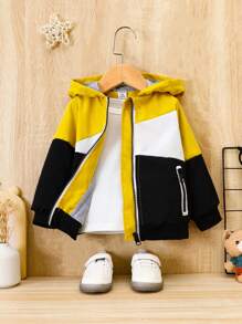 Bebé niño Cazadora de color combinado con cremallera con capucha sin camiseta - Multicolor - Ver 1