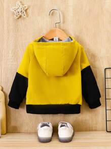 Bebé niño Cazadora de color combinado con cremallera con capucha sin camiseta - Multicolor - Ver 2