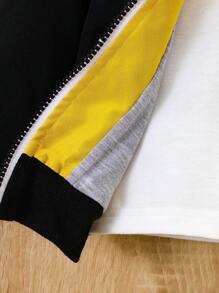 Bebé niño Cazadora de color combinado con cremallera con capucha sin camiseta - Multicolor - Ver 7