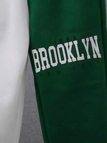 SHEIN Tween Boy Letter Graphic Two Tone Sweatshirt & Sweatpants - Multicolor - View 8