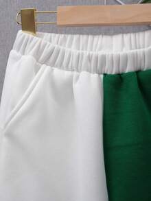 SHEIN Tween Boy Letter Graphic Two Tone Sweatshirt & Sweatpants - Multicolor - View 9