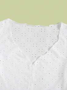 Soleia Button Front Lettuce Trim Tee