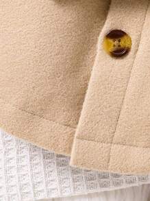 Đứa bé gái Chi tiết về Flap Thắt lưng Áo khoác - Màu Khaki - Xem 5