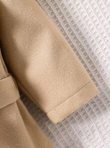 Đứa bé gái Chi tiết về Flap Thắt lưng Áo khoác - Màu Khaki - Xem 6